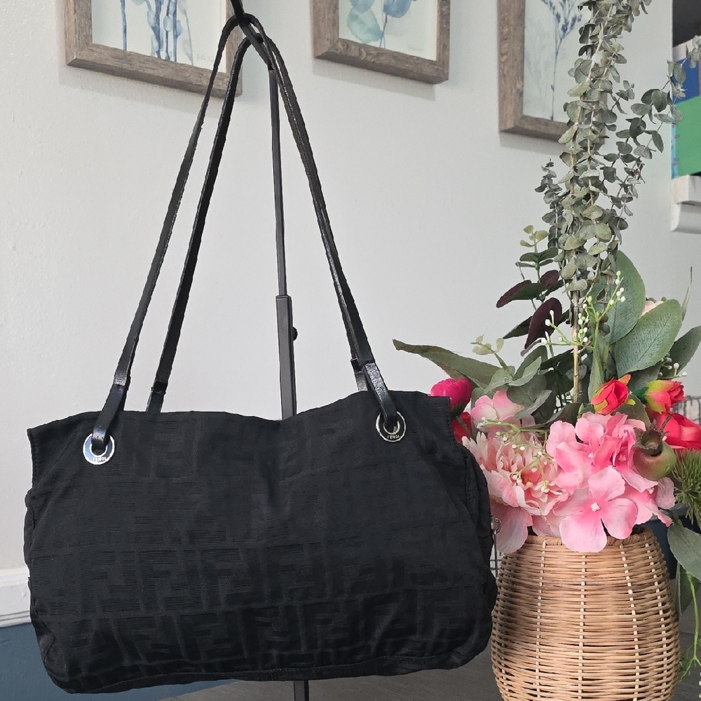 💯 Aunthetic Fendi Zucca Nylon Shoulder Bag